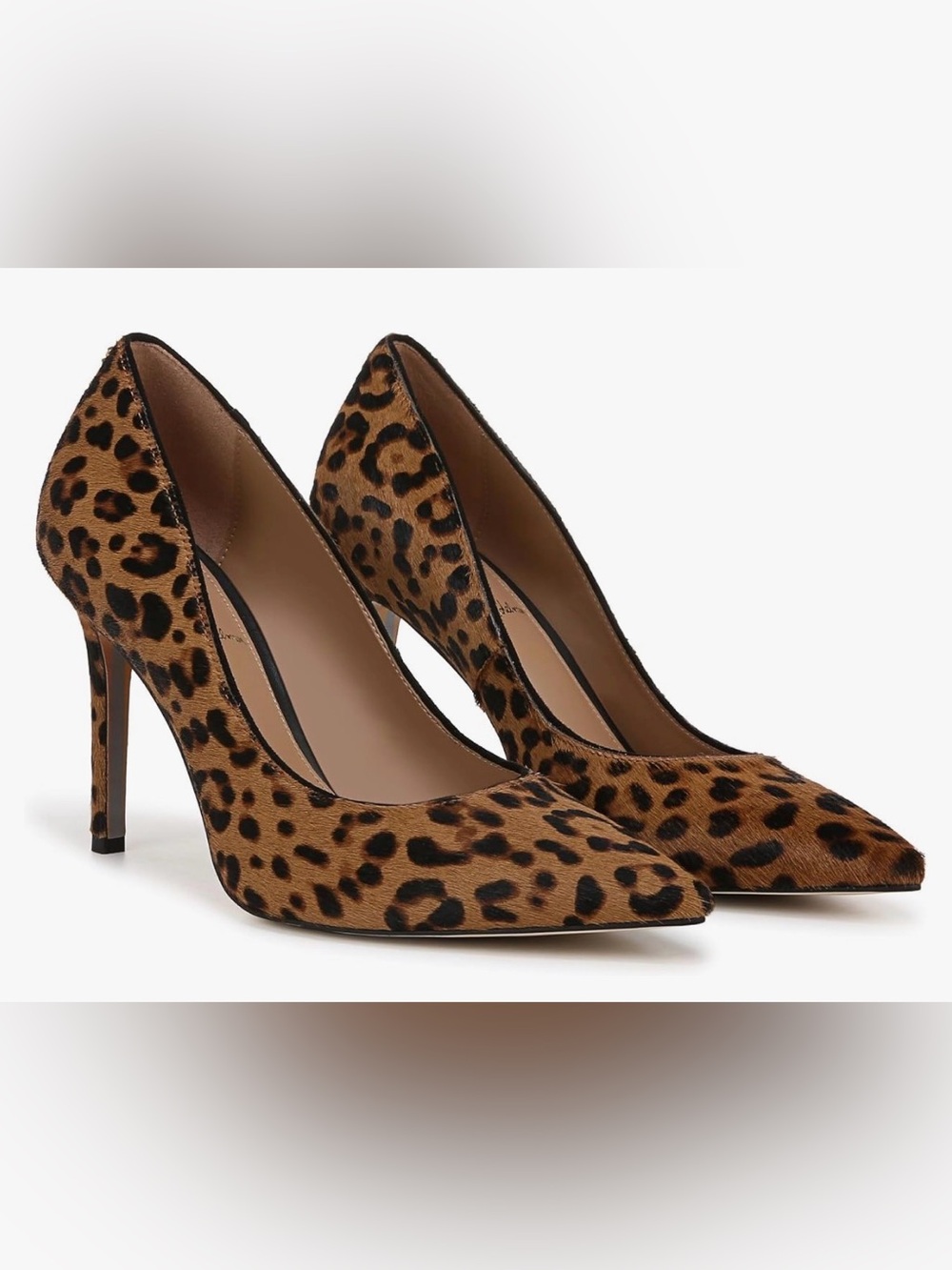 Sam Edelman Hazel Granada Leopard Print Pointed Toe 4.5” Stiletto Pump Real Fur